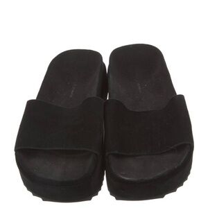 James Perse Black Suede Slide Sandals